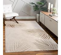 Paco Home Tapis Salon Chambre à Coucher Moderne Floral Brillant Motif Palmier Design Floral Géométrique Effet Haute Profondeur 3D, Dimension:160x230 cm, Couleur:Beige 2