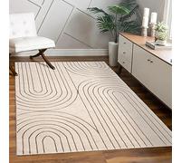 Paco Home Tapis Salon Chambre à Coucher Moderne Floral Brillant Motif Palmier Design Floral Géométrique Effet Haute Profondeur 3D, Dimension:160x230 cm, Couleur:Crème