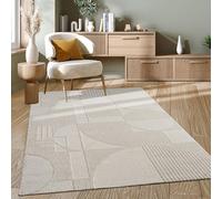 Paco Home Tapis Salon Chambre à Coucher Moderne Floral Court Abstrait Dessins organiques Géométrique Effet 3D Haute qualité Doux crème, Dimension:120x170 cm, Couleur:Crème