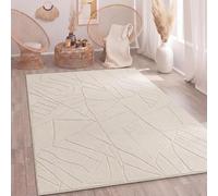 Paco Home Tapis Salon Chambre à Coucher Moelleux Uni Aspect 3D Entretien Facile Design Moderne Lavable Beige, Dimension:200x280 cm