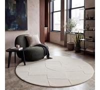 Paco Home Tapis Salon Chambre à Coucher Moelleux Uni Aspect 3D Entretien Facile Design Moderne Lavable Crème, Dimension:120 cm Rond