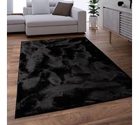 Paco Home Tapis Salon Chambre Adulte Poil Long Shaggy Lavable en Machine Moelleux Pelucheux Noir, Dimension:120 cm Rond
