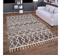 Paco Home Tapis Salon Chambre Adulte Poil Long Shaggy Moelleux Moderne Motif Boho Scandinave Geometrique Franges, Dimension:140x200 cm, Couleur:Multicolore 2
