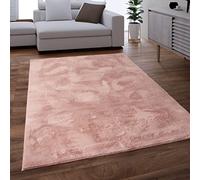 Paco Home Tapis Salon Chambre Adulte Poil Long Shaggy Moelleux Pelucheux Rosa_Rose, Dimension:120 cm Rond