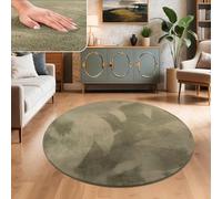 Paco Home Tapis Salon Chambre Adulte Poil Long Shaggy Moelleux Pelucheux Vert, Dimension:80 cm Rond