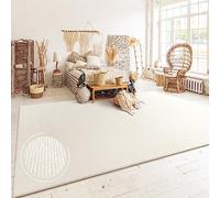 Paco Home Tapis Salon Chambre Adulte Poils Ras Boho Motif Scandinave Uni, Dimension:80x150 cm, Couleur:Crème