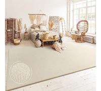Paco Home Tapis Salon Chambre Adulte Poils Ras Boho Motif Scandinave Uni, Dimension:80x150 cm, Couleur:Beige