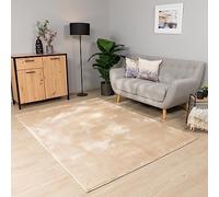 Paco Home Tapis Salon Chambre Adulte Poils Ras Lavable en Machine Uni Moelleux, Dimension:160 cm Rond, Couleur:Beige Foncé
