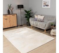 Paco Home Tapis Salon Chambre Adulte Poils Ras Lavable en Machine Uni Moelleux, Dimension:300x400 cm, Couleur:Crème