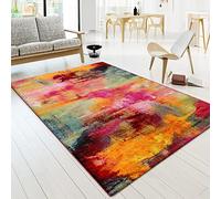 Paco Home Tapis Salon Chambre Adulte Poils Ras Moderne Vintage Motif Abstrait Multicolore, Dimension:120x170 cm, Couleur:Multicolore 5