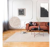 Paco Home Tapis Salon Chambre Adulte Poils Ras Uni Moelleux Lavable en Machine, Dimension:80x150 cm, Couleur:Crème