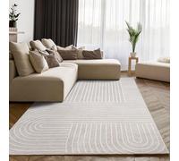 Paco Home Tapis Salon Chambre Design scandinave Moderne avec détails Brillants Effet 3D Luxueux Boho Soft-Touch Crème Beige, Dimension:120x160 cm