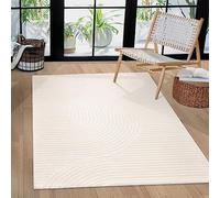 Paco Home Tapis Salon Chambre Moderne Scandinave Court Motif Boho Arc-en-Ciel Japonais Géométrique Effet 3D Crème, Dimension:80x150 cm, Couleur:Crème 5