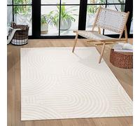Paco Home Tapis Salon Chambre Moderne Scandinave Court Motif Boho Arc-en-Ciel Japonais Géométrique Effet 3D Crème, Dimension:80x150 cm, Couleur:Crème 2