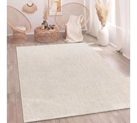 Paco Home Tapis Salon Chambre Poils-Hauts Design Scandinave Uni Style Boho Abstrait 3D Moelleux Lavable Décoration Crème, Dimension:120x160 cm