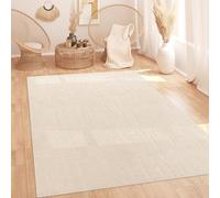 Paco Home Tapis Salon Chambre Poils-Hauts Design Scandinave Uni Style Boho Abstrait 3D Moelleux Lavable Décoration Crème, Dimension:200x280 cm