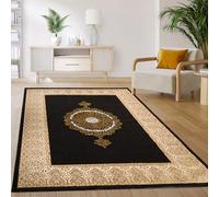 Paco Home Tapis Salon Chambre Vintage Oriental Abstrait Motif Moderne Noir Or, Dimension:240x340 cm