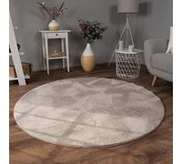 Paco Home Tapis Salon Fausses Fourrures Doux Lavable Moderne Élégant Facile À Entretenir Effet Fourrure Uni Brillant Douillet À Poils Courts, Dimension:80 cm Rond, Couleur:Beige