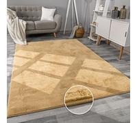 Paco Home Tapis Salon Fausses Fourrures Doux Lavable Moderne Élégant Facile À Entretenir Effet Fourrure Uni Brillant Douillet À Poils Courts, Dimension:100x200 cm, Couleur:Jaune