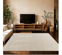 Paco Home Tapis Salon Haute Mèche Design Scandinave Boho Uni Texture Douce Crème Crème 160x220 cm