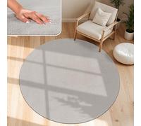 Paco Home Tapis Salon Moelleux Ultra Doux à Poils Courts - Antidérapant, Lavable, Confort Idéal pour Salon et Chambre, Dimension:80 cm Rond, Couleur:Argent