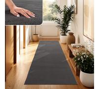 Paco Home Tapis Salon Moelleux Ultra Doux à Poils Courts - Antidérapant, Lavable, Confort Idéal pour Salon et Chambre, Dimension:80x300 cm, Couleur:Anthracite