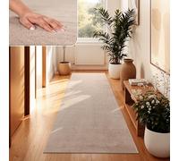 Paco Home Tapis Salon Moelleux Ultra Doux à Poils Courts - Antidérapant, Lavable, Confort Idéal pour Salon et Chambre, Dimension:80x300 cm, Couleur:Beige