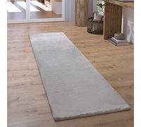 Paco Home Tapis Salon Poil Long Tapis Couloir Chambre Tapis Shaggy Poil Long Moelleux Fausse Fourrure Tapis Moderne Monochrome, Dimension:100x200 cm, Couleur:Gris