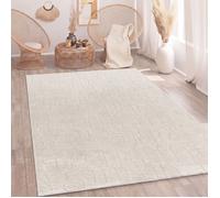 Paco Home Tapis Salon Chambre Poils-Hauts Design Scandinave Uni Style Boho Abstrait 3D Moelleux Lavable Décoration Crème, Dimension:120x160 cm
