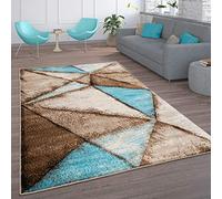 Paco Home Tapis Salon Vintage Poils Ras Marocain Diamant Turquoise Brun, Dimension:60x100 cm, Couleur:Marron 4