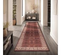 Paco Home Tapis Salon Vintage Retro Oriental Poils Courts Antiderapant Surface Douce Facile Entretien Chambre Salle a Manger, Couleur:Ivoire-Rouge, Dimension:80x300 cm