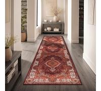 Paco Home Tapis Salon Vintage Retro Oriental Poils Courts Antiderapant Surface Douce Facile Entretien Chambre Salle a Manger, Couleur:Rouge-Orange, Dimension:80x150 cm
