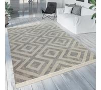 Paco Home Tapis Scandinave Gris Balcon Terrasse Extérieur Motif Losanges Résistant Aux Intempéries Robuste, Dimension:200x280 cm