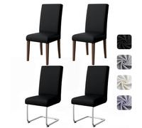 Pacok Lot de 4 housses de chaise de salle à manger extensibles, amovibles et lavables pour hôtel, cuisine, banquet, cérémonie (noir)