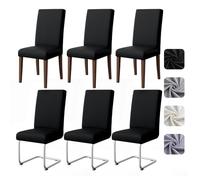 Pacok Lot de 6 housses de chaise de salle à manger extensibles, amovibles et lavables pour hôtel, cuisine, banquet, cérémonie (noir)