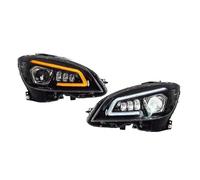 PaCsci Ensemble Lampe Phares Pour Benz Pour Classe C Pour W204 Pour C200 C260 C63 2007-2011 Phares LED DRL Clignotants Lentille Xénon Feux Avant Projecteur Principal(For original halogen)