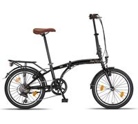 PACTO TEN - 20 pouces vélo pliable de haute qualité cadre en acier 6 vitesses Shimano vélo de ville pliable vélo pliant vélo pliable vélo hollandais noir