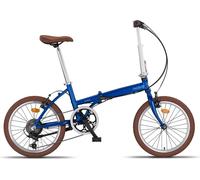 PACTO Twelve - Hollandrad Vélo pliant confortable, cadre en aluminium Bicycle 20 pouces Bicycle 6 Speed Shimano vitesses Vélo pliant rétro bleu
