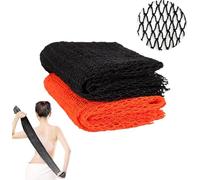 PacuM 2 Pièces African Net Sponge Eponge Africaine Filet de Douche Africain éPonge Africaine Corps Filet Douche Africain Extensible Jusqu'à 160CM pour Bain L'Exfoliation Gommage Massage (Noir+Orange)