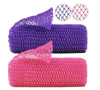 PacuM 2 Pièces African Net Sponge Eponge Africaine Filet de Douche Africain éPonge Africaine Corps Filet Douche Africain Extensible Jusqu'à 160CM pour Bain L'Exfoliation Massage (Rose Rouge+Violet)