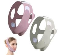PacuM 2 Pièces Gaine Visage Réutilisable Masque En Forme De V | Gaine Visage anti Double Menton & Bandes Menton Adjustable La Peau Lifting Raffermissant Anti-Rides Violet, Vert