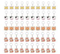 PacuM 50 Pièces Lot Porte Clé Enfant avec Anneau de Connexion en Métal Lot Porte Clef Enfant Comprend 4 Motifs Silicone Portant Animaux à Suspendre pour Cadeaux D'Anniversaire D'Enfants Récompenses