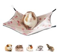 PacuM Hamac Cochon d'Inde Soie Glacée 34 x 34Cm Hamac Rongeur Ajustable Cage Furet Cabane Cochon d'Inde Lit Lapin Design Double Face Balançoire pour Lapin Hamster Chinchilla (Rose)