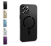 PacuM Magnetic Metal Snap-on Case for iPhone 12/13/14/15/16 Plus/Pro/Promax, Magnetic Charging Anti-Collision Matte Protective Case for iPhone (Black,for iPhone 13)