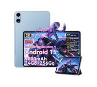 Pad 100 Tablette Tactile 12" Android 15 2.4G+5G Wifi RAM 24Go ROM 256Go/SD 2To 9000mAh 16MP+8MP Dual SIM,Mode PC WPS - Bleu