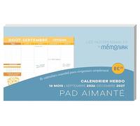 Pad aimanté calendrier hebdomadaire 16 mois, septembre 2026 à décembre 2027