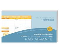 Pad aimanté calendrier hebdomadaire 16 mois, septembre 2026 à décembre 2027