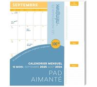 Pad aimanté calendrier mensuel sept. 2025-août 2026, mini prix mini place