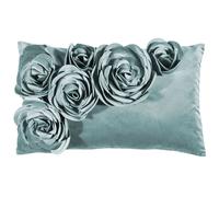 PAD Coussin Floral 30 x 50 cm sky Application florale Velours exclusif