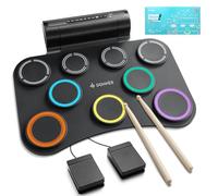 Pad de Batterie Électronique Donner à 9 Pads, Repliable et Silencieux avec Haut-Parleur Intégré, 40 Leçons Incluses, Cadeau pour Enfants DED-20(SE)